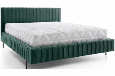 lit double en tissu velours de qualité luxe, placido, vert foncé, 180x200