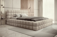 lit double avec coffre dilan velours de qualité luxe capitonné, beige, 140x200