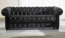 canapé chesterfield select 3 places cuir supérieur luxe. canapé 3 places noir n°366 - vénésetti