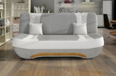 canapé 3 places convertible et espace de rangement - tissu gris et simili blanc - en tissu de qualité, ewin