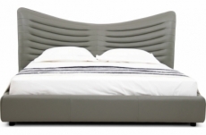 lit design en cuir de luxe adam, avec sommier à lattes offert, gris foncé, 180x200