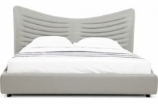 lit design en cuir de luxe adam, avec sommier à lattes offert, gris clair, 180x200