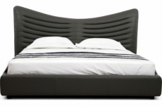 lit design en cuir de luxe adam, avec sommier à lattes offert, noir, 160x200