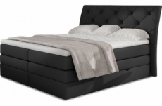 complément de paiement : ensemble boxspring complet tête de lit + sommiers + matelas + surmatelas miro en simili noir - 160x200 cm