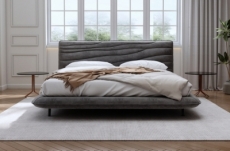 lit design en velours de luxe prestigio, avec sommier à lattes offert, gris foncé, 160x200