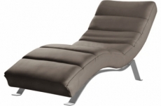 chaise longue réglable multipositions, en cuir de luxe italien, sweet, taupe