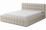 lit double avec coffre dilan en tissu bouclettes de qualité luxe capitonné, beige, 180x200