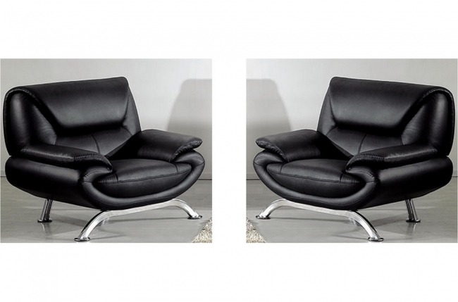 ensemble de 2 fauteuils jonah en cuir luxe italien, noir