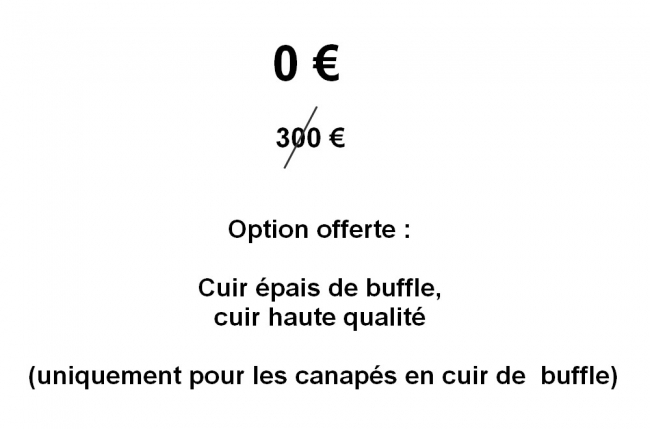 option offerte : cuir épais de buffle, cuir haute qualité (uniquement pour les canapés en cuir de  buffle)