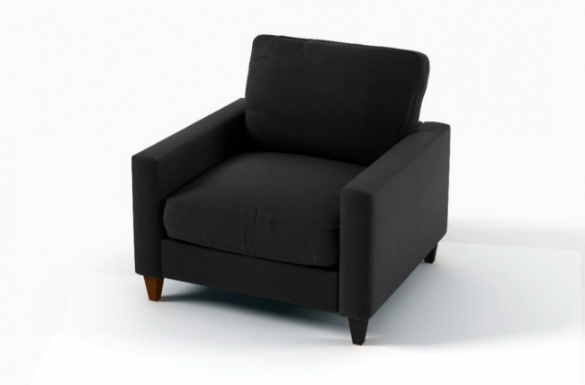 fauteuil 1 place en tissu de qualité sweden, noir