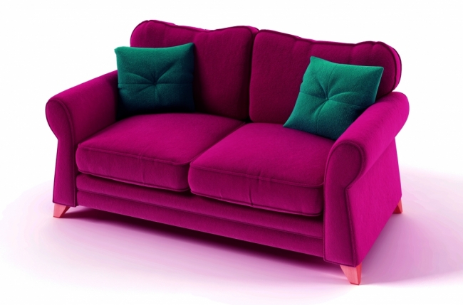 canapé 2 places convertible en tissu de qualité tomy, fuschia