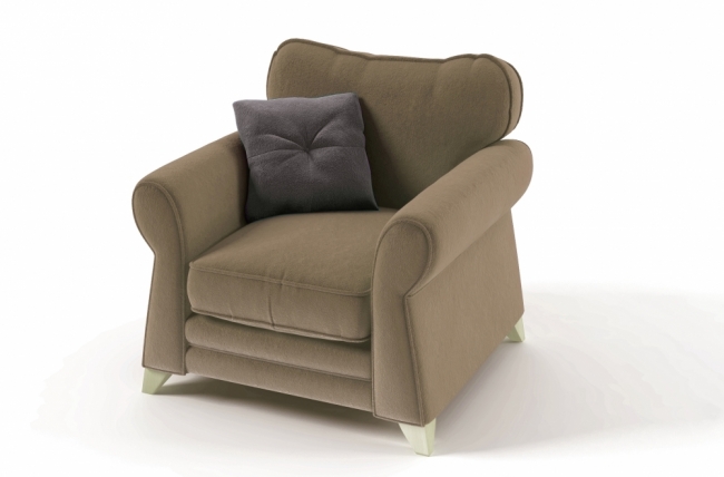 fauteuil 1 place en tissu de qualité tomy, beige