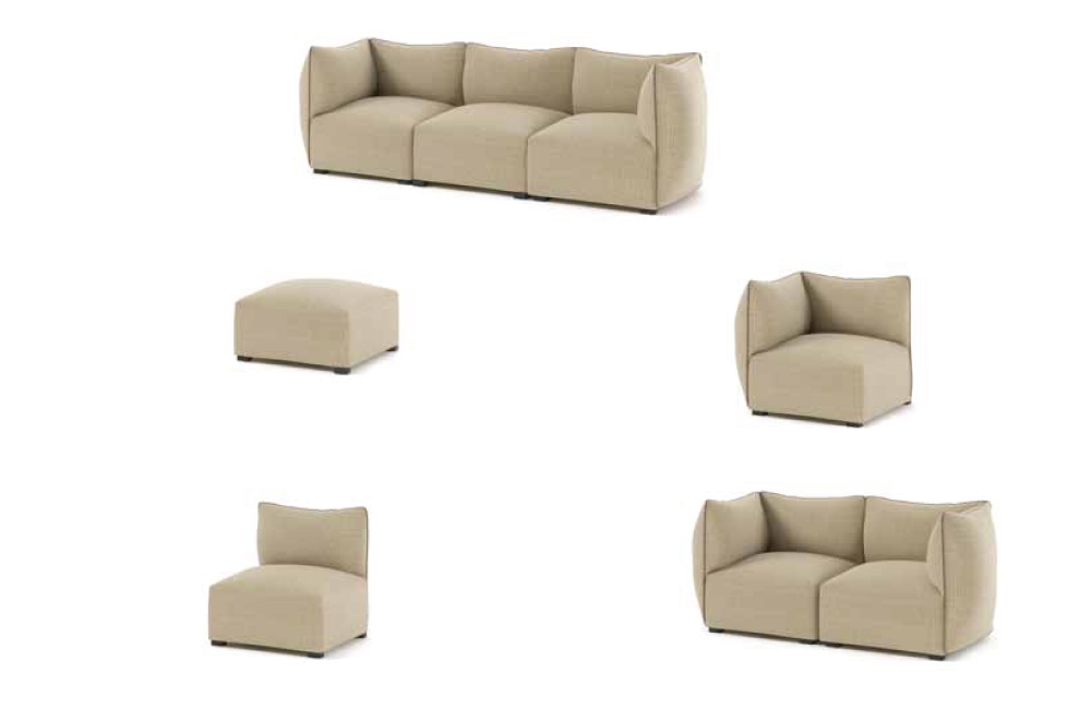 Canapé Modulable D'angle En Tissu Modula, Beige Clair - Mobilier Privé